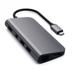 NEW Satechi Type -C Multimedia Adapter - aluminijast multimedijski adapter (USB-C PD, 3x USB-A, HDMI 4K, bralnik kartic micro/SD, vrata mini DisPlay, Ethernet)