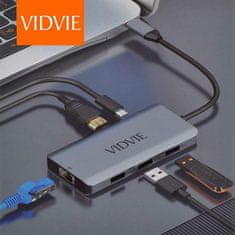 Miramarket ADAPTER HUB VIDVIE HUB01 1XUSB 3.0+2XUSB 2.0+1XHDMI+1XRJ45+1XPD+TYPE C (siva)