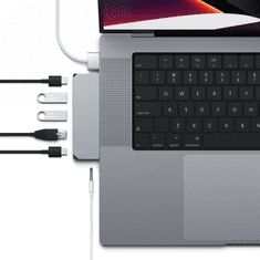 NEW Satechi Hub mini - Aluminijasto vozlišče z dvojnim USB-C za MacBook (2xUSB-C, 2x USB-A, Ethernet, priključek jack) (Pro&amp;Air&amp;Max) (vesoljsko siva)