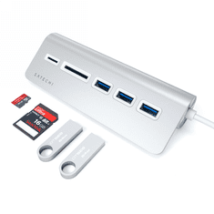 NEW Satechi Aluminium Hub Combo - aluminijasto vozlišče USB-C (3x USB-A, bralnik kartic micro/SD) (srebrno)