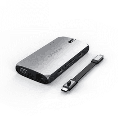 Miramarket Satechi on the go multiport - adapter za mobilne naprave USB-C (USB-C PD, 2x USB-A, HDMI 4K, VGA, Ethernet, bralnik kartic micro/SD) (vesoljsko siva)