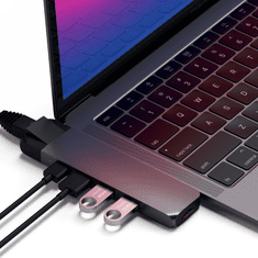 Miramarket Satechi Type-C Pro Hub - aluminijasto vozlišče z dvema USB-C za MacBook (USB-C PD 87W, 2x USB-A, HDMI 4K, bralnik kartic micro/SD, Gigabit Ethernet) (prostor