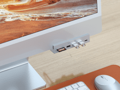 Miramarket Satechi USB-C Clamp Hub za 24" iMac - Hub za iMac M1 2021 24" in 27" Studio Display 2022 USB-C (USB-C, 3x USB-A, micro/SD bralnik kartic) (srebrna)