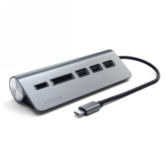 NEW Satechi Aluminium - vozlišče USB-C (bralnik kartic micro/SD, 3x USB-A) (vesoljsko siva)