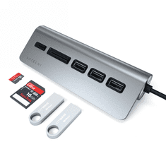 NEW Satechi Aluminium - vozlišče USB-C (bralnik kartic micro/SD, 3x USB-A) (vesoljsko siva)