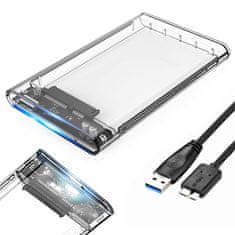 Verkgroup 2,5" SATA ohišje za trdi disk USB 3.0 LED prozoren