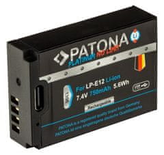 PATONA baterija za Canon LP-E12 750mAh Li-Ion Platinum USB-C za polnjenje