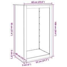 Vidaxl Stojalo za drva 60x40x100 cm nerjaveče jeklo