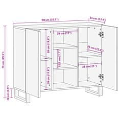 Vidaxl Komoda 90x34x75 cm trden robusten mangov les