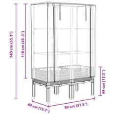 Vidaxl Visoka greda s prevleko za rastlinjak videz ratana 80x40x140 cm