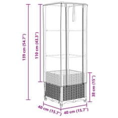 Vidaxl Visoka greda s prevleko za rastlinjak videz ratana 40x40x139 cm