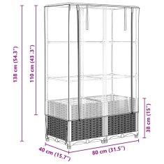 Vidaxl Visoka greda s prevleko za rastlinjak videz ratana 80x40x138 cm