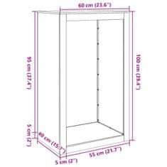 Vidaxl Stojalo za drva belo 60x40x100 cm jeklo