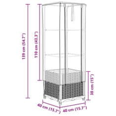 Vidaxl Visoka greda s prevleko za rastlinjak videz ratana 40x40x139 cm