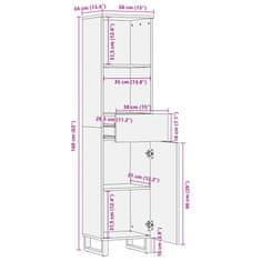 Vidaxl Komoda rjava 38x34x160 cm trden mangov les