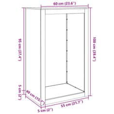 Vidaxl Stojalo za drva 60x40x100 cm korten jeklo