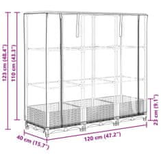 Vidaxl Visoka greda s prevleko za rastlinjak videz ratana 120x40x123cm