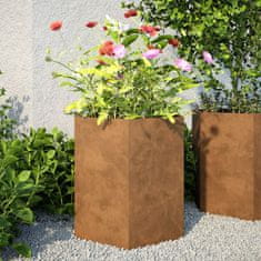 shumee vidaXL Vrtno korito heksagon 46x40x45 cm corten jeklo