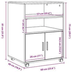 Vidaxl Omarica na kolesih siva sonoma 60x48x81 cm inženirski les