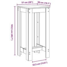 Vidaxl Barska miza starinski les 51x50x103,5 cm inženirski les