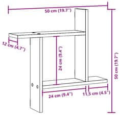 Vidaxl Stenska polica 2 kosa sonoma hrast 50x12x50 cm inženirski les