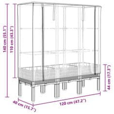 Vidaxl Visoka greda s prevleko za rastlinjak videz ratana 120x40x140cm