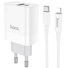 Miramarket HOCO C80A OMREŽNI POLNILEC PD20W/QC3.0 + KABEL LIGHTNING BELE BARVE