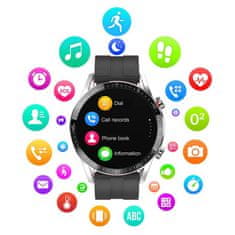 Miramarket SMARTWATCH HEARTWATCH ECG TALKING IP68 SMS STEP PULSE L13 silikonski trak (črn)