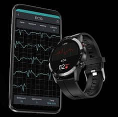 Miramarket SMARTWATCH HEARTWATCH ECG TALKING IP68 SMS STEP PULSE L13 silikonski trak (črn)