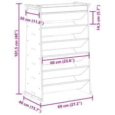 Vidaxl Korito za zelišča 6-nadstr. vošč. rjavo 69x40x101,5 cm borovina