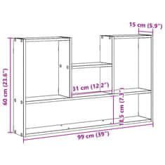 Vidaxl Stenska polica betonsko siva 99x15x60 cm inženirski les