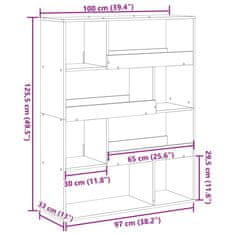 Vidaxl Pregrada za prostor siva sonoma 100x33x125,5 cm inženirski les