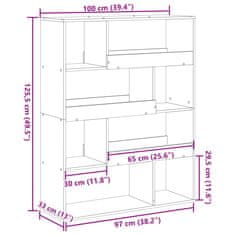 Vidaxl Pregrada za prostor betonsko siva 100x33x125,5 cm inž. les