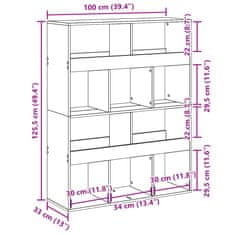 Vidaxl Pregrada za prostor artisan hrast 100x33x125,5 cm inž. les