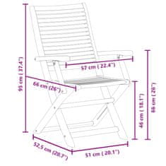 Vidaxl Zložljivi vrtni stoli 6 kosov 57x66x95 cm trdna akacija