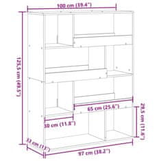 Vidaxl Pregrada za prostor sonoma hrast 100x33x125,5 cm inženirski les