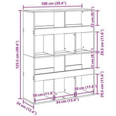 Vidaxl Pregrada za prostor rjav hrast 100x33x125,5 cm inženirski les