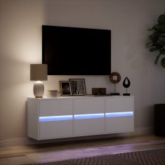 Vidaxl Stenska TV omarica z LED lučkami bela 130x31x45 cm