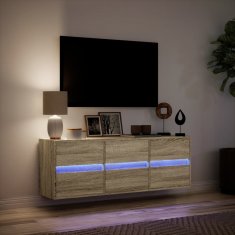 Vidaxl Stenska TV omarica z LED lučkami sonoma hrast 130x31x45 cm