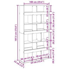 Vidaxl Pregrada za prostor artisan hrast 100x33x187,5 cm inž. les