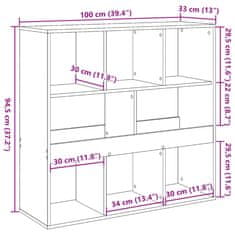 Vidaxl Pregrada za prostor dimljen hrast 100x33x94,5 cm inženirski les