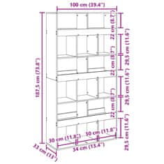 Vidaxl Pregrada za prostor siva sonoma 100x33x187,5 cm inženirski les