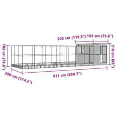 Vidaxl Voliera s podaljškom srebrna 911x303x216 cm jeklo