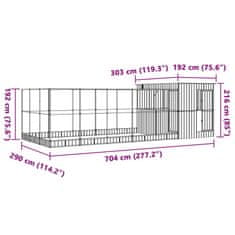 Vidaxl Voliera s podaljškom srebrna 704x303x216 cm jeklo