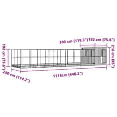 Vidaxl Voliera s podaljškom srebrna 1118x303x216 cm jeklo