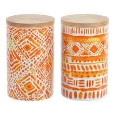 Miramarket Čoln DKD Home Decor Oranžna Bambus Porcelan (2 pcs) (9.8 x 9.8 x 15.5 cm)