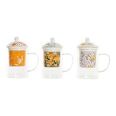 Miramarket Skodelica Lonček DKD Home Decor Cvetni Kristal Porcelan (300 ml) (3 pcs)