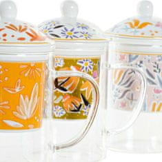 Miramarket Skodelica Lonček DKD Home Decor Cvetni Kristal Porcelan (300 ml) (3 pcs)