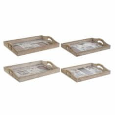 Miramarket Pladenj DKD Home Decor 40,5 x 30 x 6 cm Siva Rjava Les MDF (2 kosov)