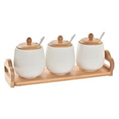 Miramarket Posoda za omako DKD Home Decor Držalo Posoda za omako x 3 Porcelan Bambus 4 Kosi (31 x 9 x 6,5 cm)